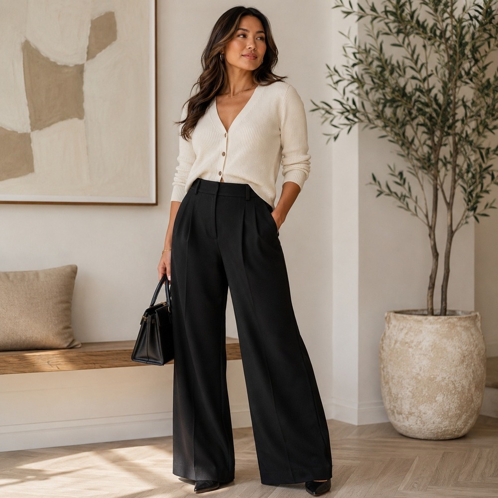 Favorite Daughter Women Wide Leg Dress Pants Sz 10 Career Quiet Luxury Old Money